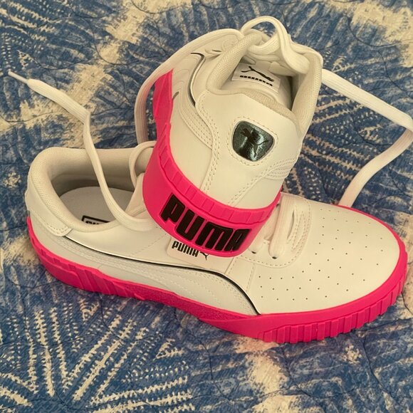 New NNB Puma Cali Cosmic Girl Pink & White Youth Size 7 Sneaker Thick Sole - Picture 3 of 4